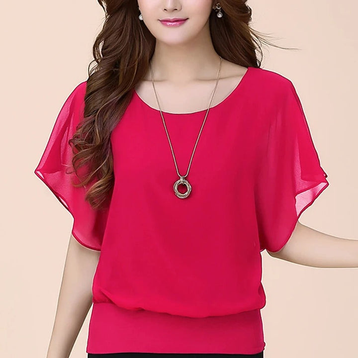 Ladies' chiffon blouse with ruffled sleeves – Ariana-Black-S-Nora Luxe