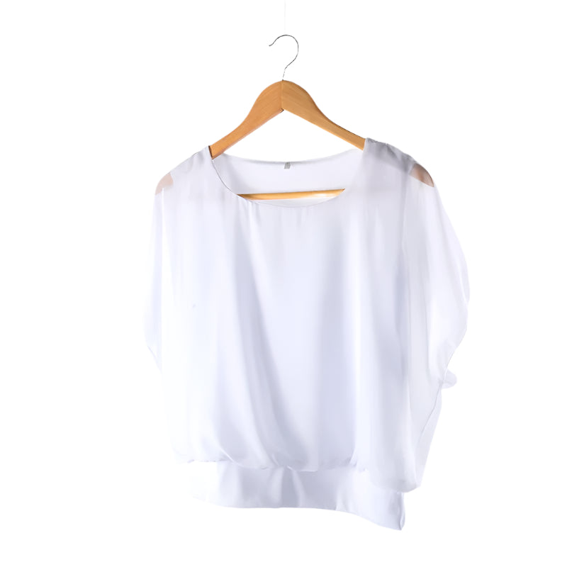 Ladies' chiffon blouse with ruffled sleeves – Ariana-White-S-Nora Luxe