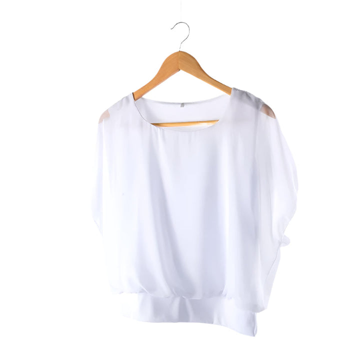 Ladies' chiffon blouse with ruffled sleeves – Ariana-White-S-Nora Luxe