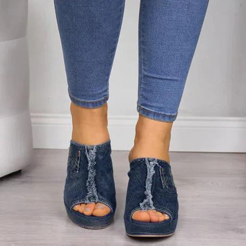Ladies' denim wedge sandals – Elisabetta-Blue-3-Nora Luxe