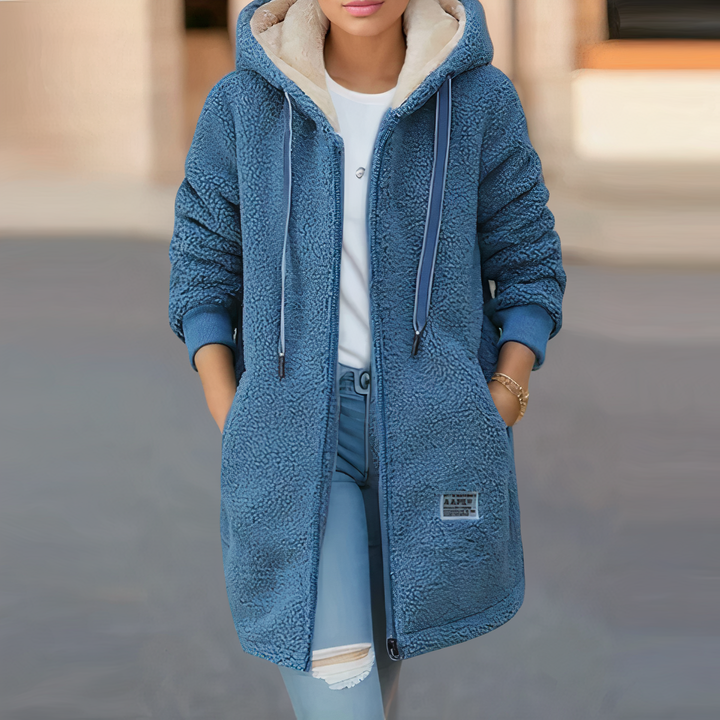 Ladies Fleece Jacket with Hood - Sophie-Blue-M-Nora Luxe
