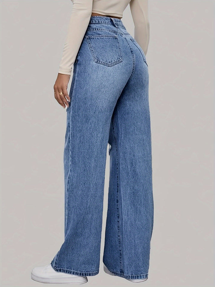 Ladies Jeans with Hearts and Graffiti Print - Lotte-Medium Blue-XS-Nora Luxe