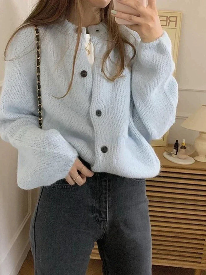 Ladies Knitted Cardigan - Nova-White-One-Size-Nora Luxe