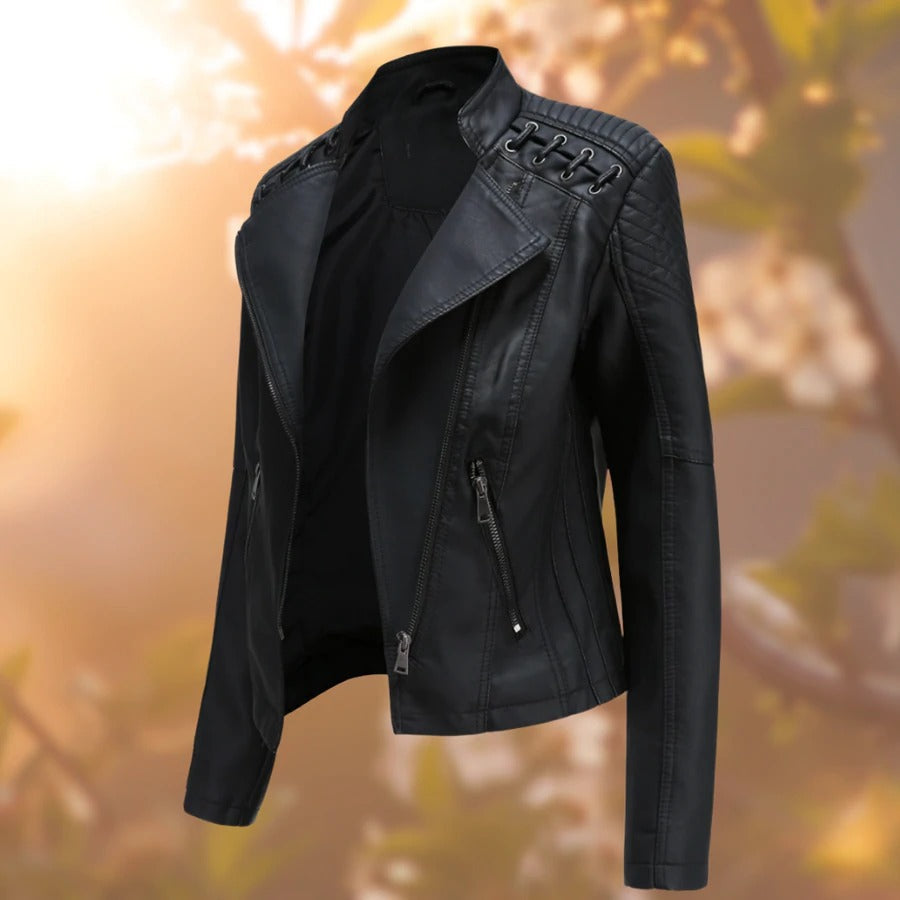 Ladies' Leather Jacket – Seraphina-Black-S-Nora Luxe