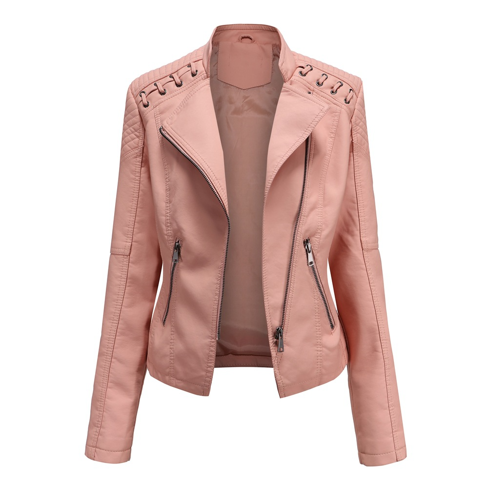 Ladies' Leather Jacket – Seraphina-Pink-S-Nora Luxe