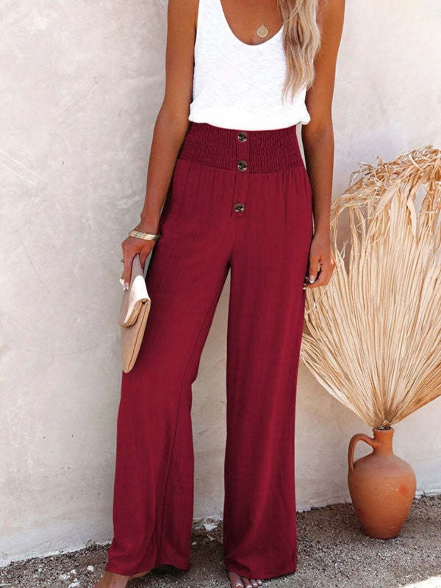 Ladies' linen trousers with a high waist and wide leg – Livia