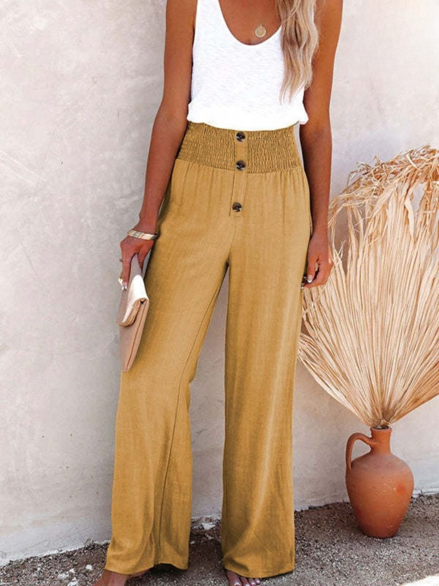 Ladies' linen trousers with a high waist and wide leg – Livia