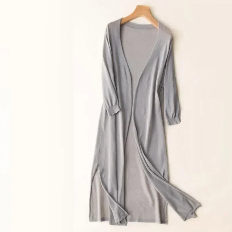 Ladies long sleeve cardigan - Elda-Gray-S-Nora Luxe
