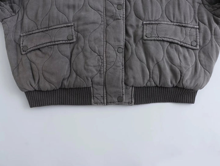 Ladies Oversized Grey Bomber Jacket - Alexa-Gray-XS-Nora Luxe