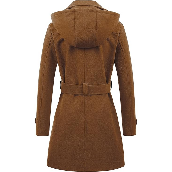 Ladies Padded Winter Trench Coat with Hood - Nina-Black-S-Nora Luxe