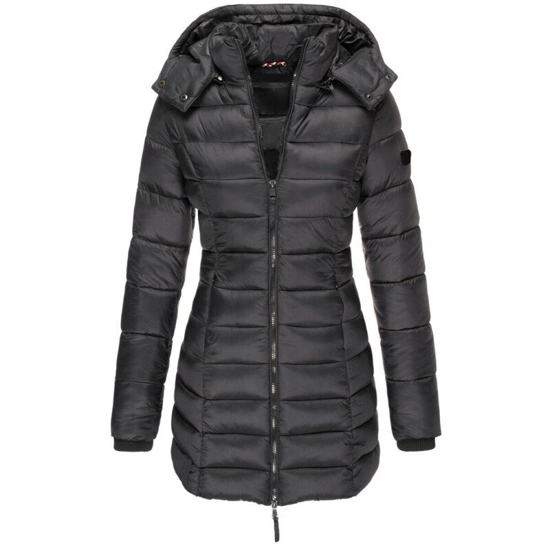 Ladies Parka with Hood and Down Filling - Elena-Black-S-Nora Luxe