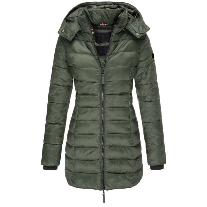 Ladies Parka with Hood and Down Filling - Elena-Green-S-Nora Luxe