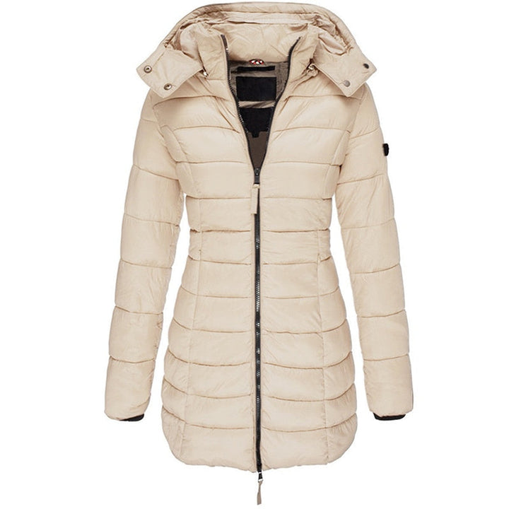 Ladies Parka with Hood and Down Filling - Elena-Khaki-S-Nora Luxe