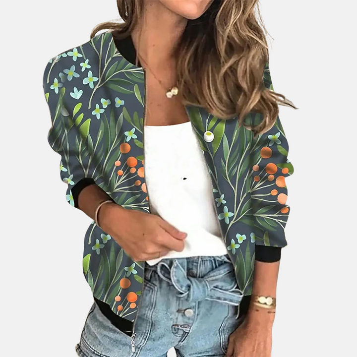 Ladies Retro Bomber Jacket with Print – Zoë-C-XS-Nora Luxe