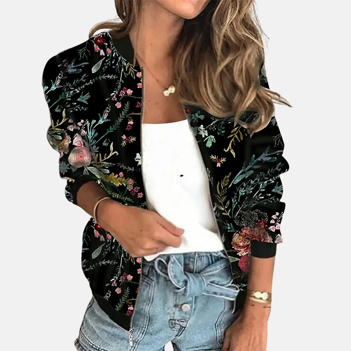 Ladies Retro Bomber Jacket with Print – Zoë-D-XS-Nora Luxe