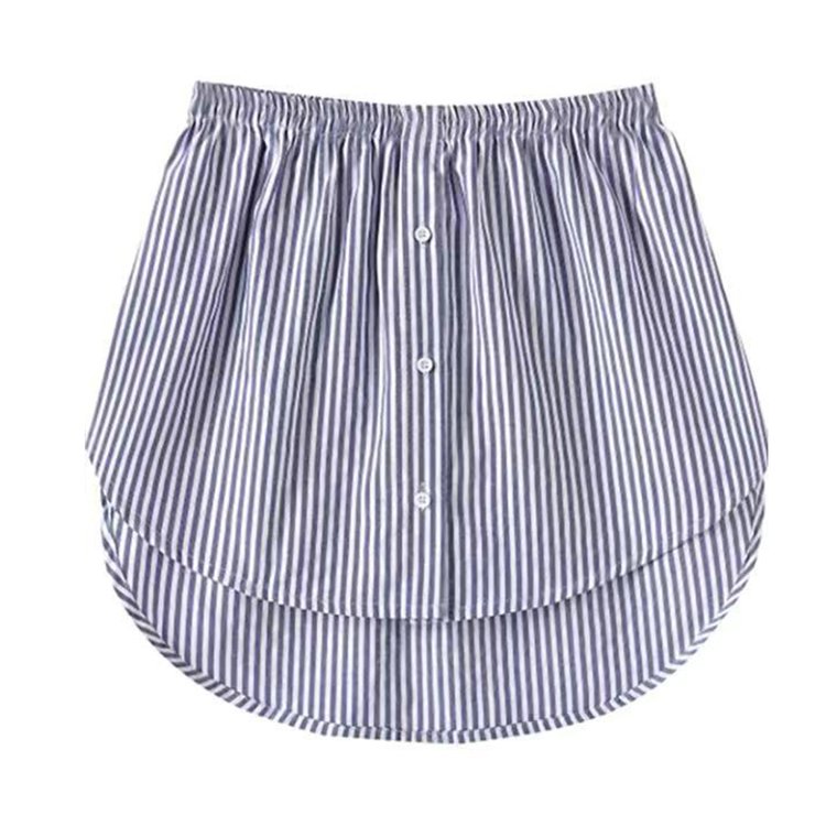 Ladies' Shirt Extender with Elastic Waistband – Noelle-Blue Striped-S-Nora Luxe