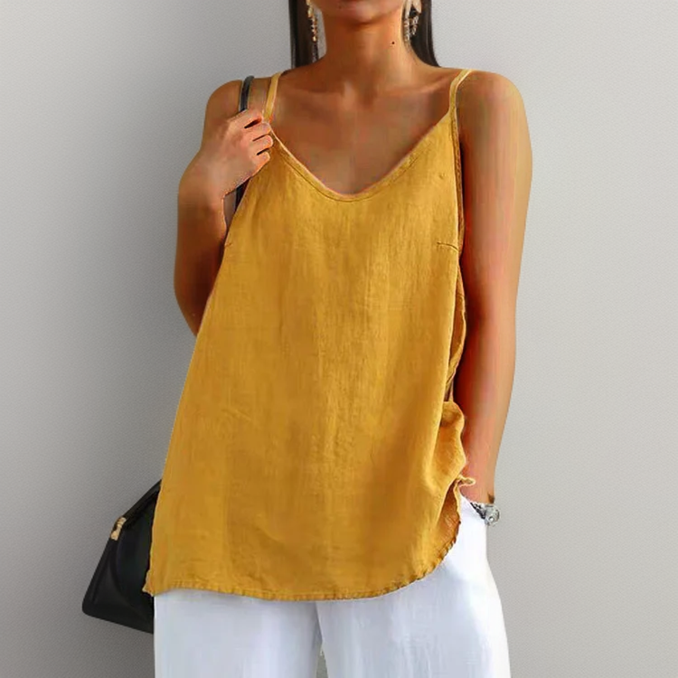 Ladies Sleeveless Tank Top – Tess-Yellow-S-State of Style