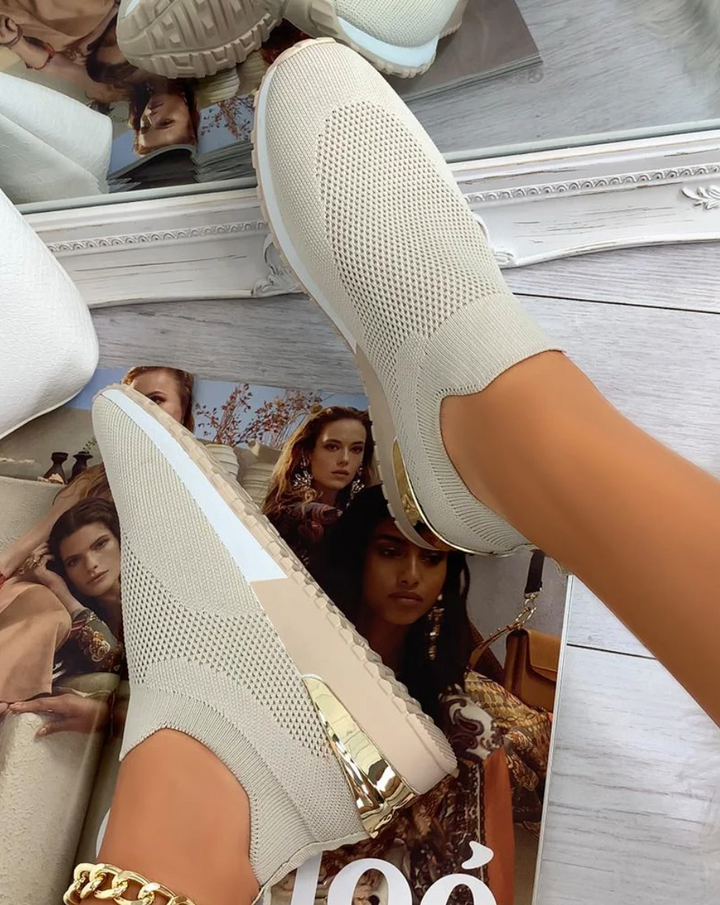 Ladies Slip-On Sneakers - FlexiStep-Khaki-2.5-Nora Luxe