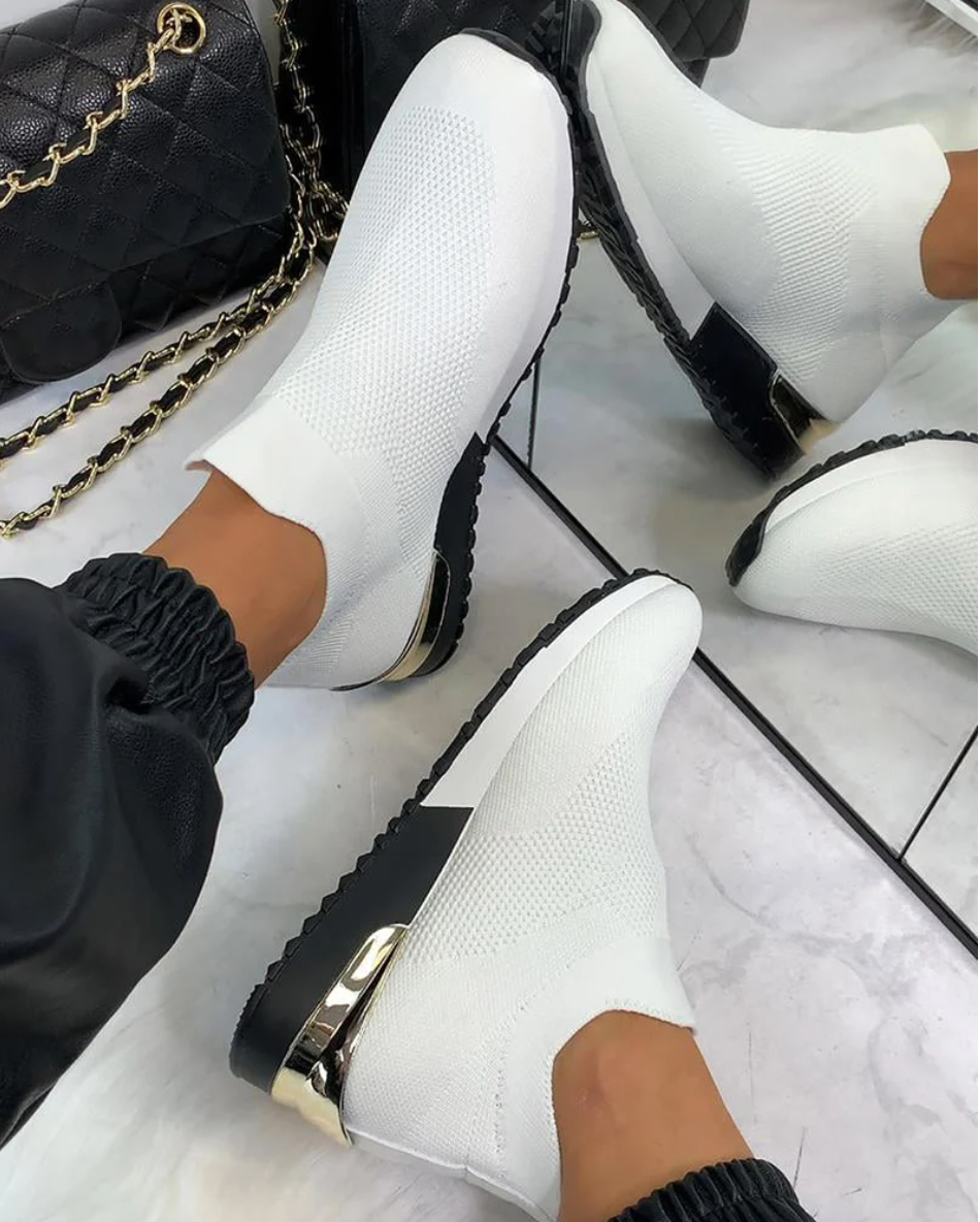 Ladies Slip-On Sneakers - FlexiStep-White-2.5-Nora Luxe