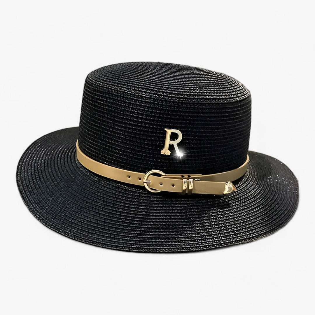 Ladies' straw hat with a flat crown – Aurelle-Black-Nora Luxe