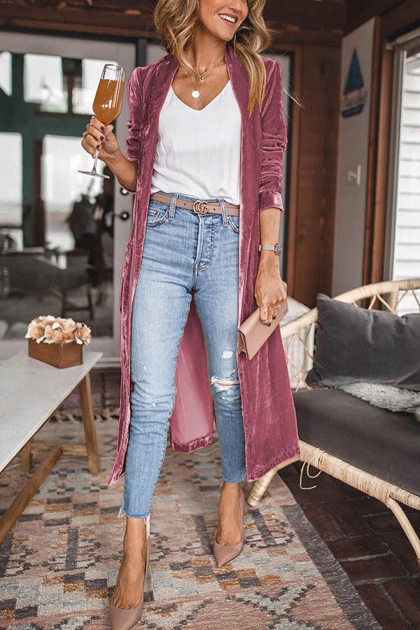 Ladies Stylish Suede Kimono Jacket - Isabella-Pink-S-Nora Luxe