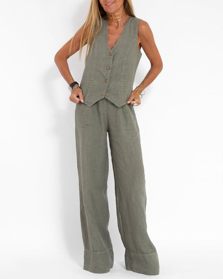 Ladies Summer Set with Top and Shorts – Esmee-Green-S-State of Style