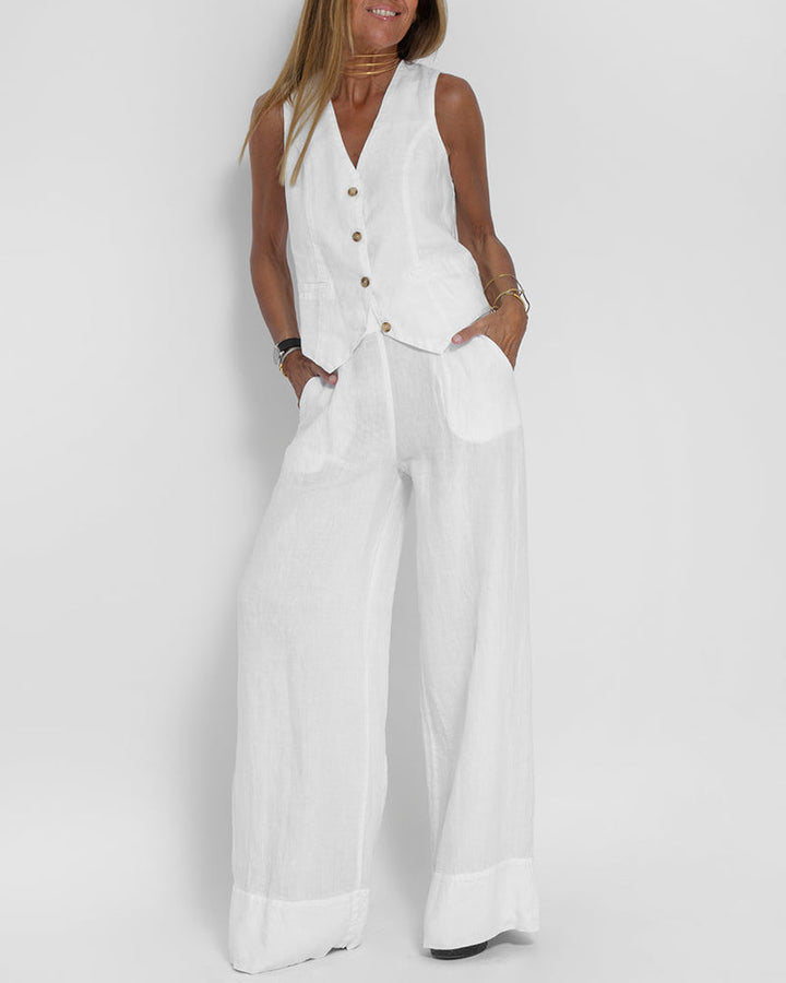 Ladies Summer Set with Top and Shorts – Esmee-White-S-State of Style