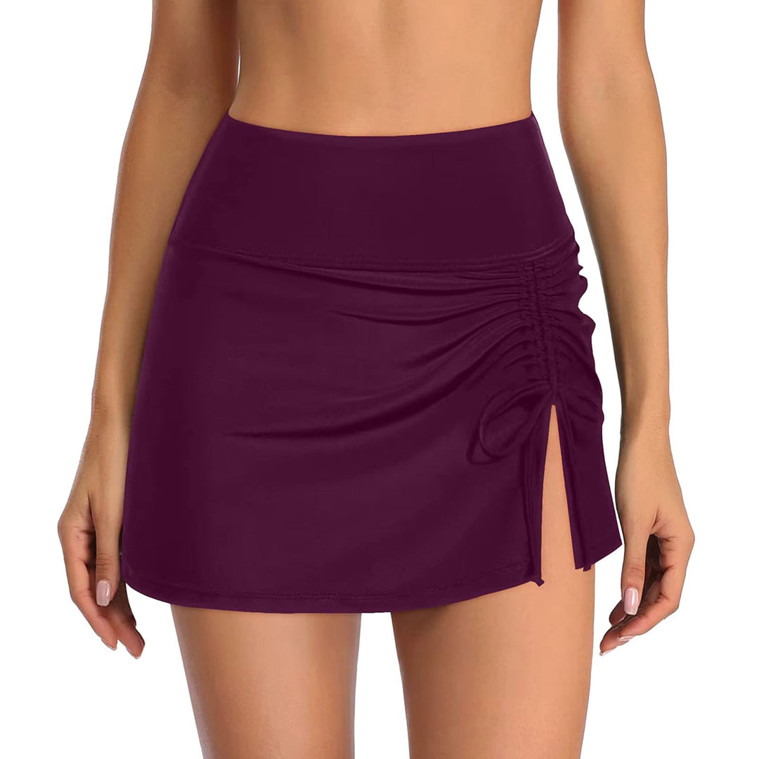 Ladies' swim shorts with side slit – Liv-Wine red-XS-Nora Luxe