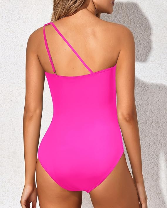 Ladies' swimsuit with one-shoulder design and tummy control – Valeria-Leopard-S-Nora Luxe