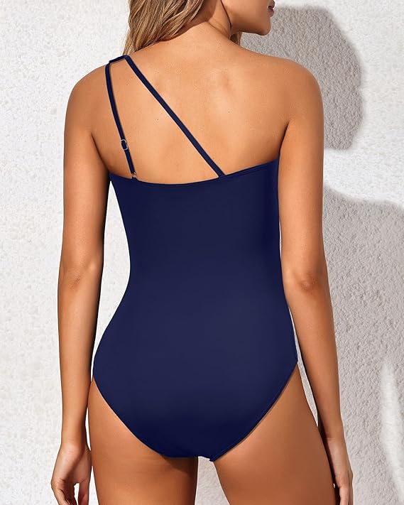 Ladies' swimsuit with one-shoulder design and tummy control – Valeria-Leopard-S-Nora Luxe