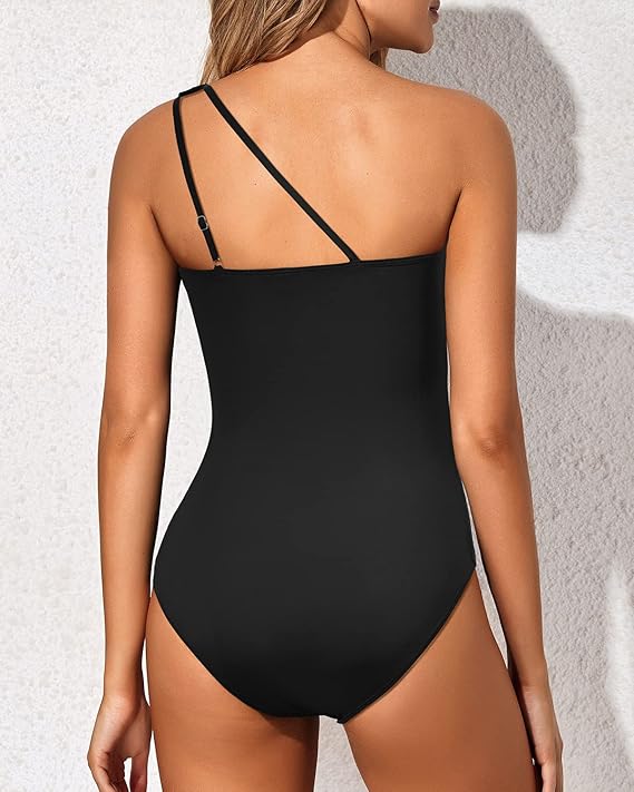 Ladies' swimsuit with one-shoulder design and tummy control – Valeria-Leopard-S-Nora Luxe