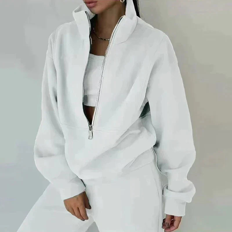 Ladies Tracksuit Set of 2 - Livia-White-S-Nora Luxe