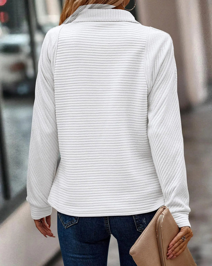Ladies' V-neck Sweater with Zip - Nora-Pink-S-The Livary