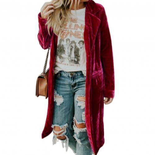 Ladies Velvet Dressing Gown - Valentina-Red-S-Nora Luxe