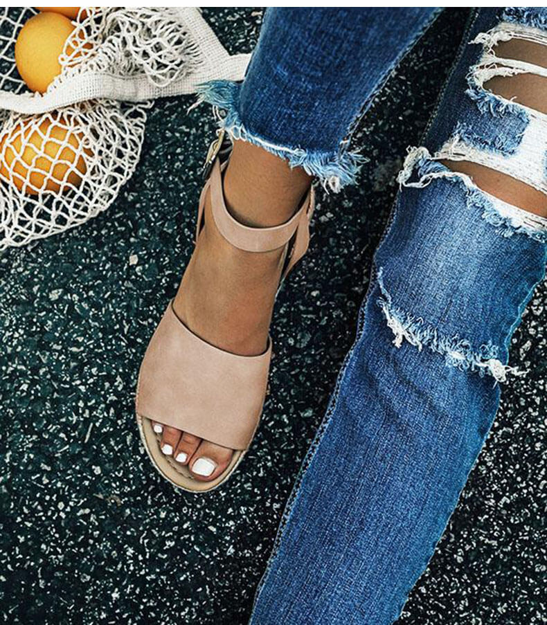 Ladies' wedge espadrille sandals with strap - Livia-Black-3-Nora Luxe