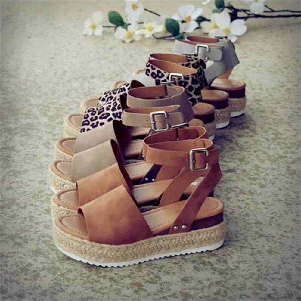 Ladies' wedge espadrille sandals with strap - Livia-Black-3-Nora Luxe