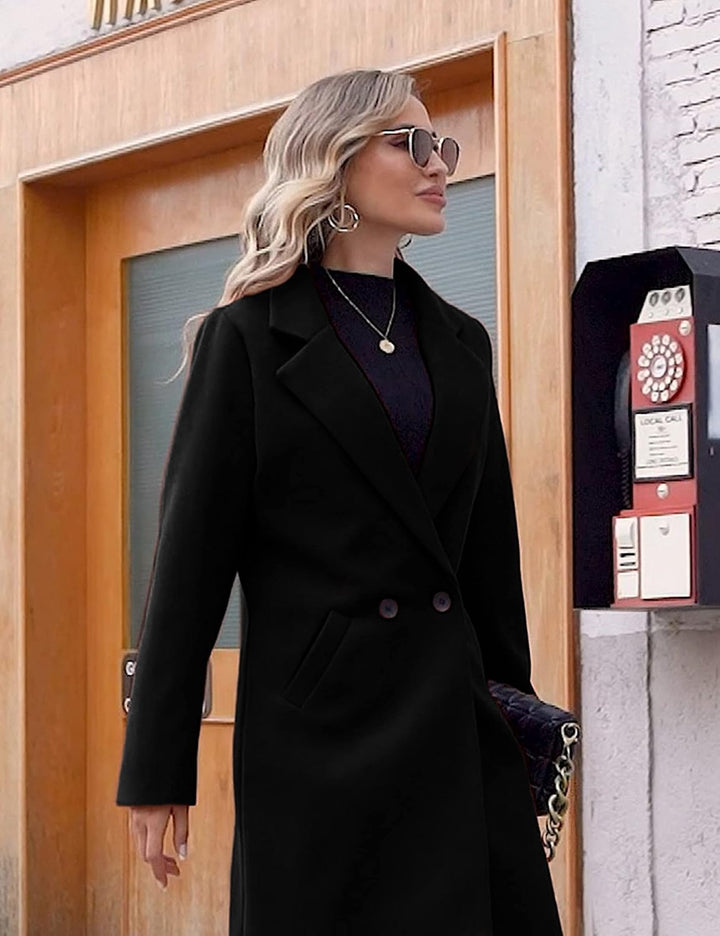 Ladies' Winter Wool Coat with Notch Lapels - Sofia-Beige-XS-Nora Luxe