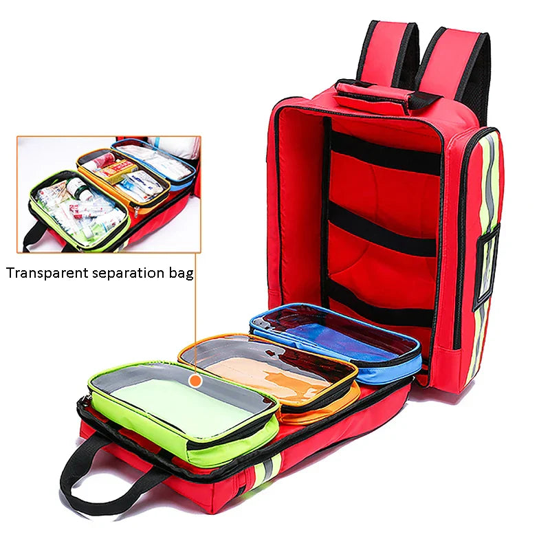 Large First Aid and Survival Backpack - RescueReady-Red-Nora Luxe