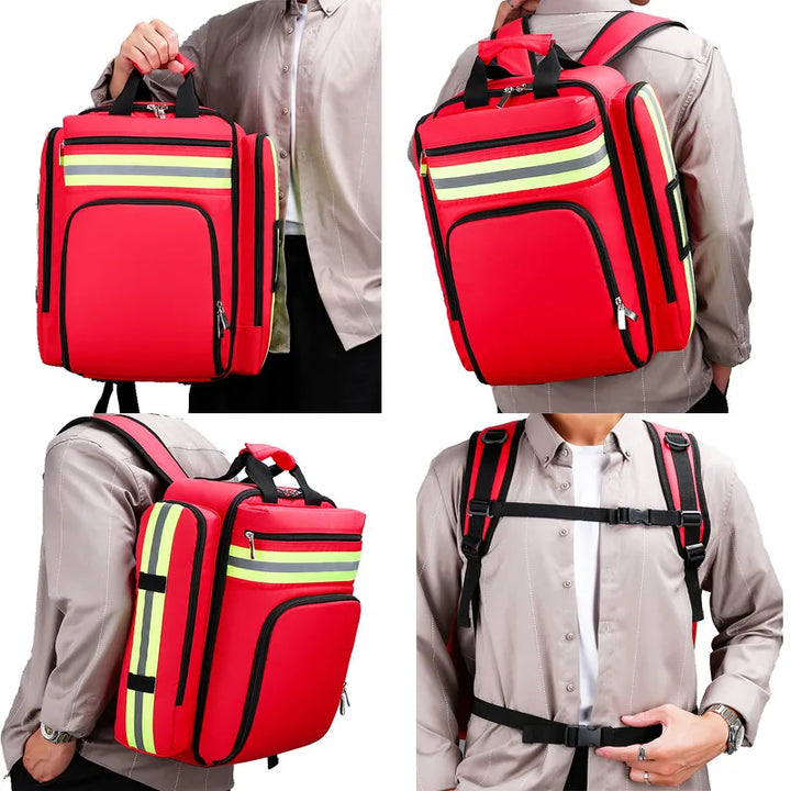 Large First Aid and Survival Backpack - RescueReady-Red-Nora Luxe