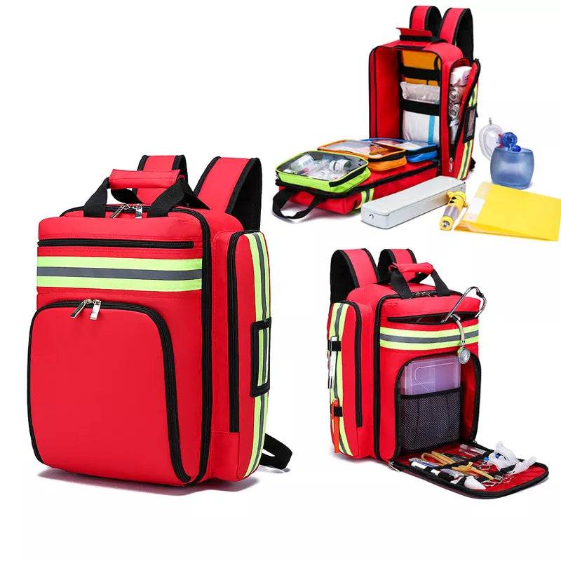 Large First Aid and Survival Backpack - RescueReady-Red-Nora Luxe