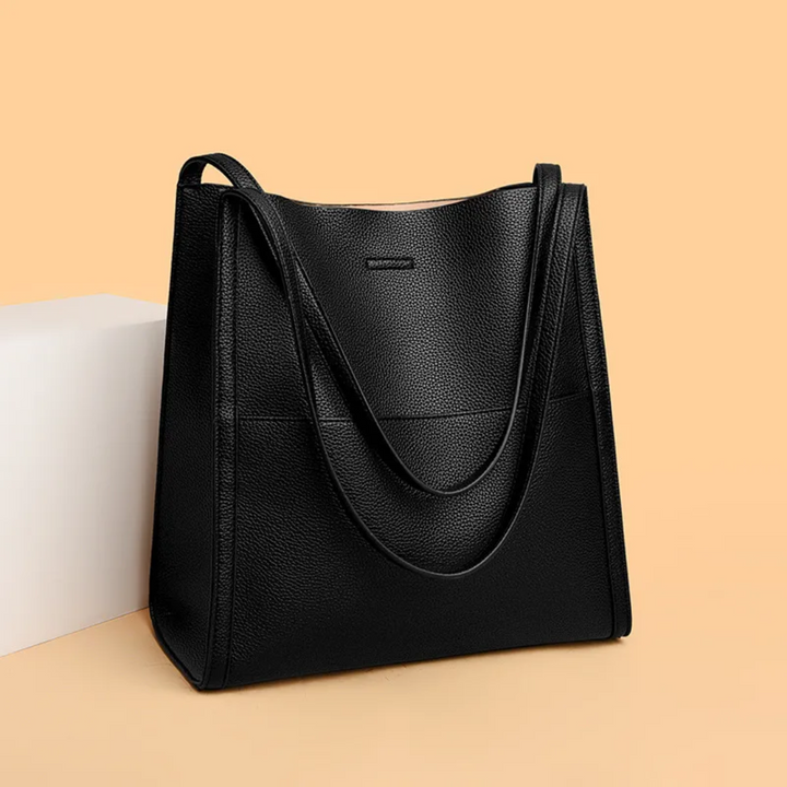 Large Leather Handbag with Royal Capacity - DailyLux-Black-Nora Luxe