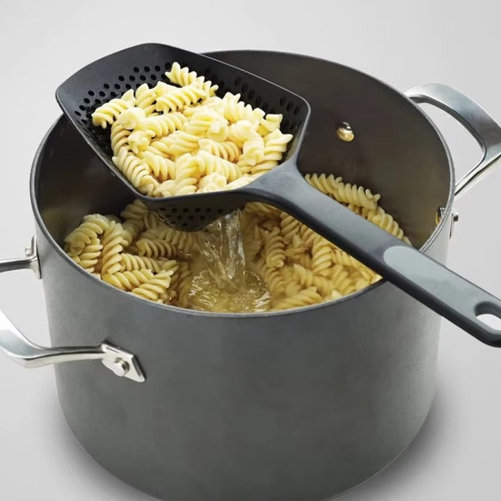 Large PP Kitchen Spoon for Draining and Serving - EasyDrain-Black-Nora Luxe