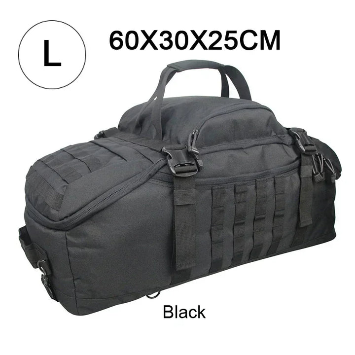 Large Tactical Travel Bag and Backpack - TrailTrek Duffle-Black-M-Nora Luxe