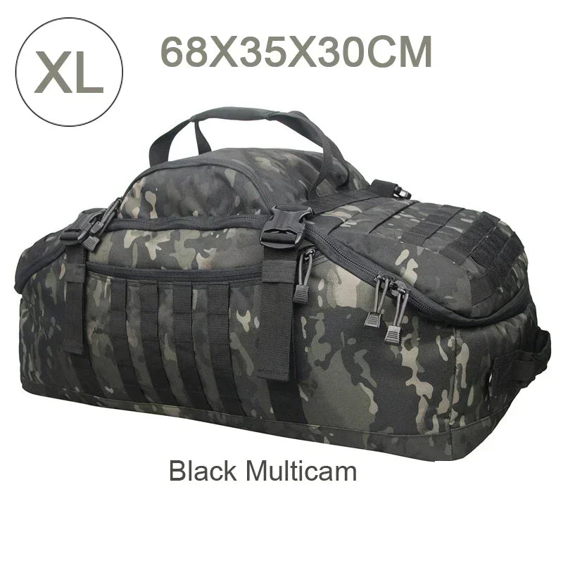 Large Tactical Travel Bag and Backpack - TrailTrek Duffle-Black-M-Nora Luxe