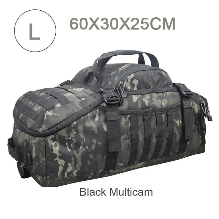 Large Tactical Travel Bag and Backpack - TrailTrek Duffle-Black-M-Nora Luxe