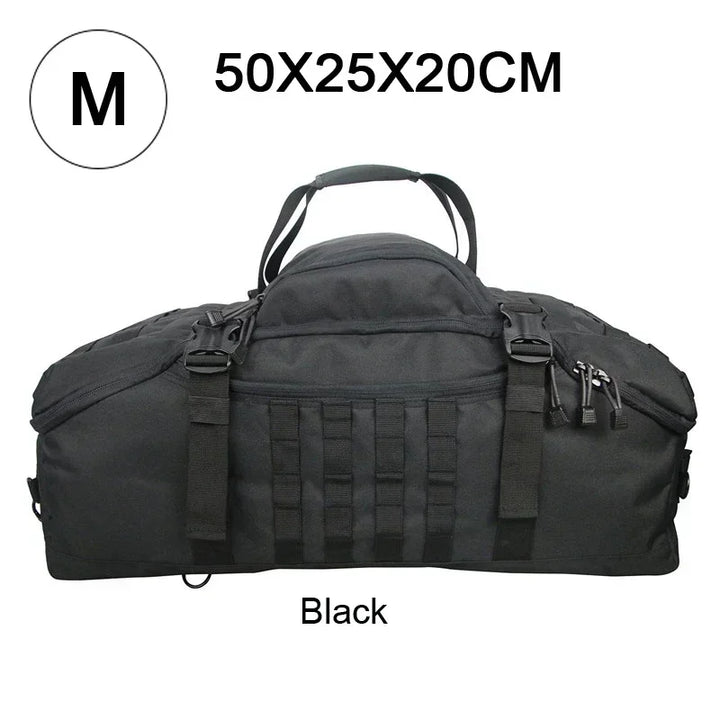 Large Tactical Travel Bag and Backpack - TrailTrek Duffle-Black-M-Nora Luxe