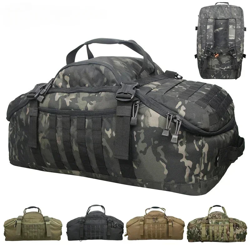 Large Tactical Travel Bag and Backpack - TrailTrek Duffle-Black-M-Nora Luxe
