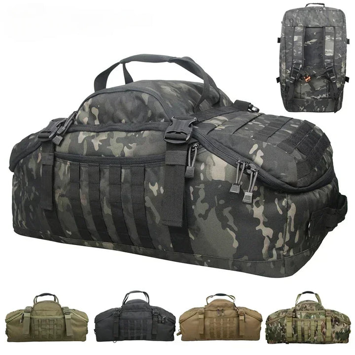 Large Tactical Travel Bag and Backpack - TrailTrek Duffle-Black-M-Nora Luxe