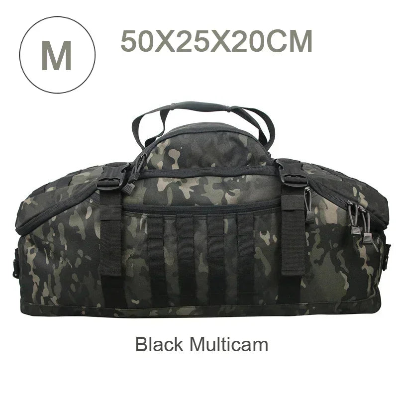 Large Tactical Travel Bag and Backpack - TrailTrek Duffle-Black-M-Nora Luxe
