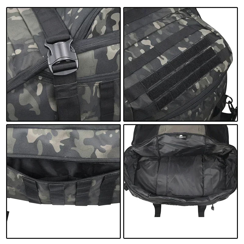 Large Tactical Travel Bag and Backpack - TrailTrek Duffle-Black-M-Nora Luxe